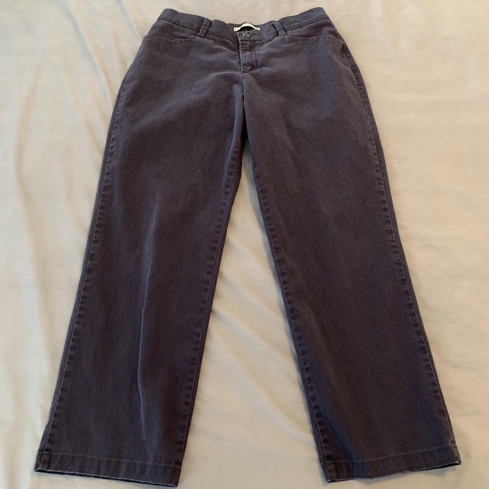 Lee Pants Womens 10 Short Blue Relaxed Straight Leg Chino Stretch Cotton‎